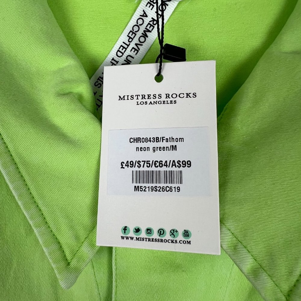 NWT Mistress Rocks Fathom Oversized Denim Jacket Neon Green Size Medium M NEW - Picture 7 of 12